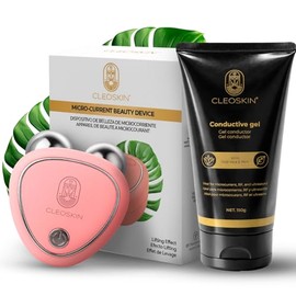 CLEOSKIN Kit Microcorriente EMS + Gel Conductor Pro-Juventud (150ml) con Seta Tremella y Aloe Vera – Reafirmante, Efecto Tensado Inmediato y Antiedad – Skincare