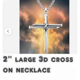 Cross large CROSS NAIL JESUS CHRISTIAN FAITH pendant On PLATED 925 SILVER 20" chain