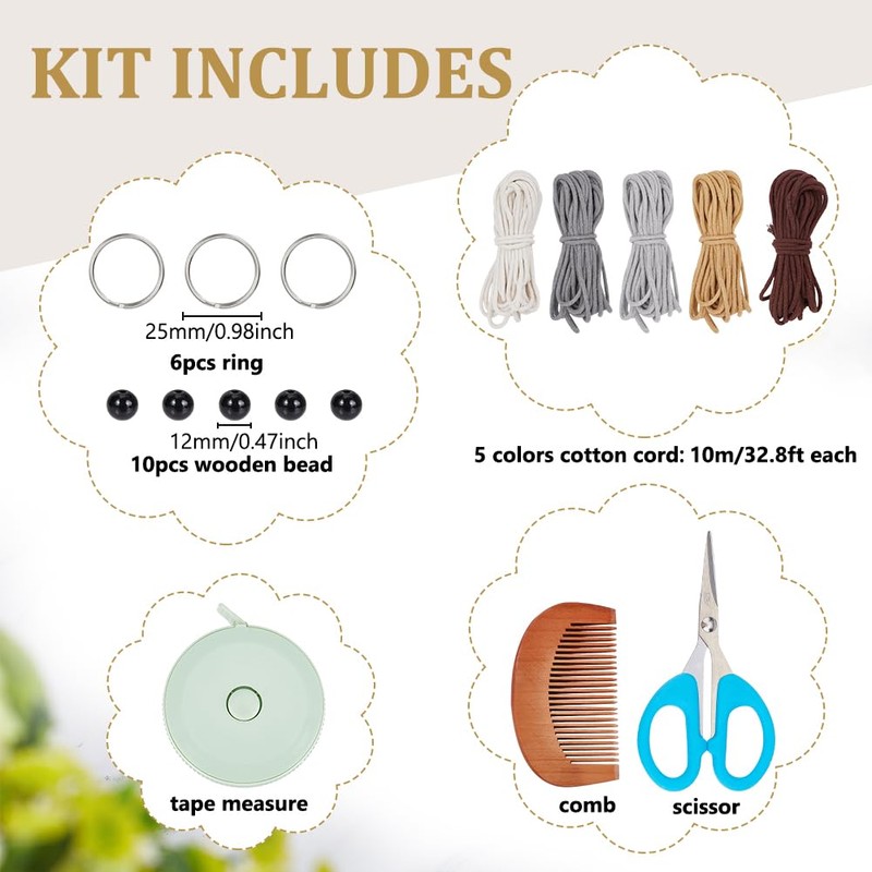 FREEBLOSS 5 Set DIY Macrame Owl Keychain Kits Owl Macrame