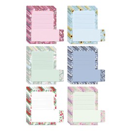 Better Office Products Floral Paper Stationery Set, 100 Piece Set (50 Lined Sheets + 50 Matching Envelopes), Letter Size 8.5 x 11 inch, 6 Designs, Double Sided/Lined Printing Paper,