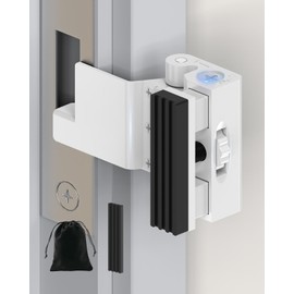 Anobeyi Portable Door Lock for Travel, Adjustable No Drilling Door Reinforcement Lock, Extra Latch Stopper for Hotel Room, Home Apartment, Inward Swing Door - Family & Travelers Security (White-1PC)