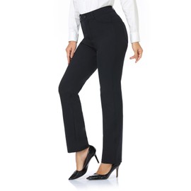 Agenlulu High Waisted Dress Pants for Women Straight Leg Elastic Waist Pull On Black Work Slacks Business Casual Trendy
