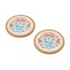 Pioneer Woman Cork Coasters Folk Geo 6Pc Set White Coral