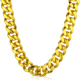 Huquary Big Chain Necklace Detachable Hip Hop Rapper Fake Chain Plastic Necklace 80s 90s Costume(Gold,31.5 Inch)