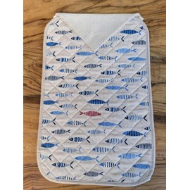 Novita Cotton Quilted Placemat with 1 Napkin Sea and Colourful Fish Design 50 x 33 cm Made in Italy