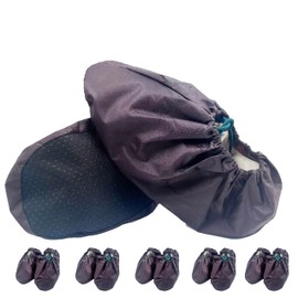 5 Pairs Waterproof Anti slip Washable Reusable Boots Cover Indoor Shoe covers (XL, Brown)