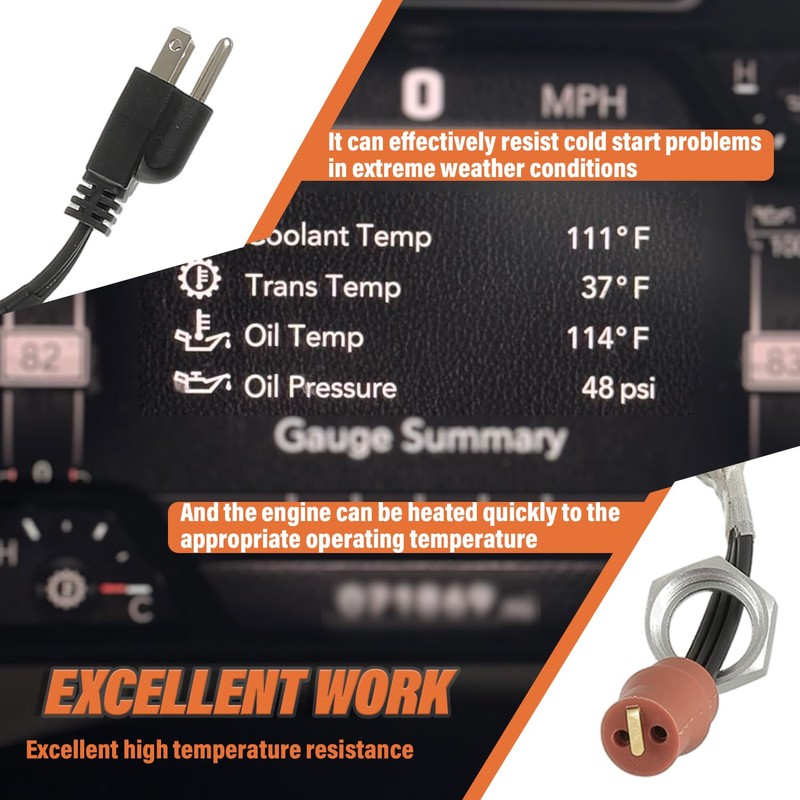JAMHER 68223419AA Engine Block Heater Cord Compatible with 2014-2018 Dodge