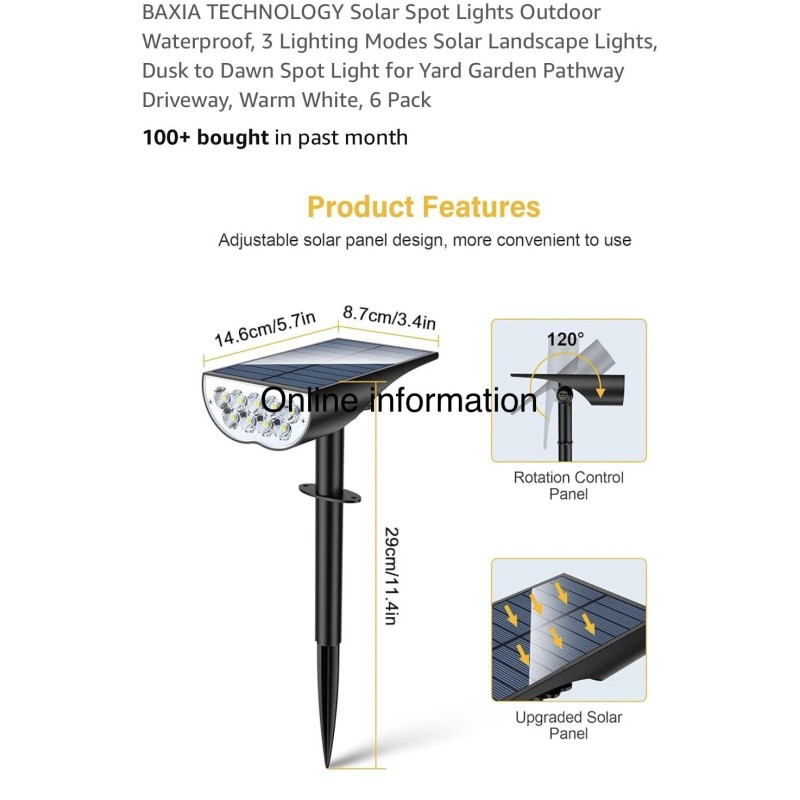 BAXIA TECHNOLOGY Solar Spot Lights Outdoor Waterproof (6 pack)