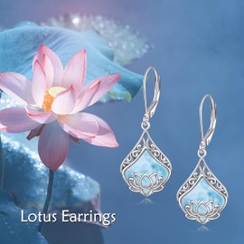 POPLYKE Tear Larimar Moonstone Leverback Earrings for Women Sterling Silver Infinity Larimar Earrings Dangle Gifts, Sterling Silver, Larimar