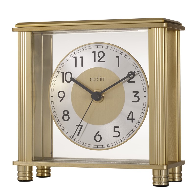 Acctim Hampden Mantel Clock Quartz Metal & Glass Floating Effect