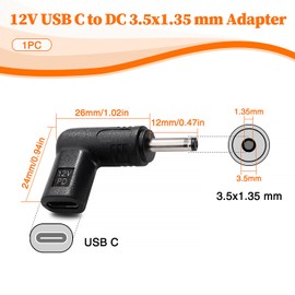 KUOQIY USB C to DC 12V Adapter, USB 3.1 Type C USB-C Female to DC 3.5x1.35 mm Male Adapter PD Emulator Trigger 90 Degree Angled, for Routers, Optical Modems, Monitoring Equipment
