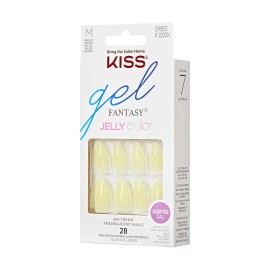 Kiss Gel Fantasy Jelly Color Translucent Yellow Glue On Nail Medium