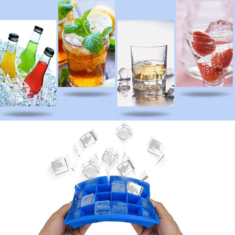 Ice Cube Tray, Silicone Square Ice Trays Easy Release Stackable
