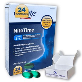 Cold and Flu Nighttime- Multi-Symptom Softgels, 24 Count (Pack of 1), Boxed by Fusion Shop Store