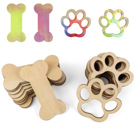 ANNASAMDO Pack of 30 Natural Wooden Discs, Untreated Wood Blank Dog Bone Dog Paw Shape Unfinished Wooden Signs for DIY Crafts Painting Wedding Easter Party Christmas Hanging Decoration