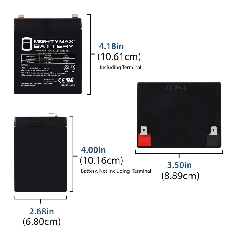 Mighty Max 12V 5AH F2 SLA Replaces Craftsman HPS DC