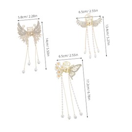 BIUDECO 3pcs Hair Barrettes with Tassel Pendant Non Slip Flower and Butterfly Claw Clips French Hair Styling Accessories for Women and Strong Grip for Versatile Hairstyles