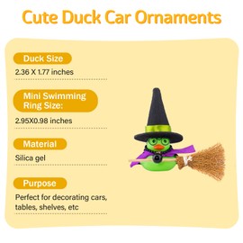 wonuu Car Rubber Duck Decoration,Car Ornaments Duck Car Dashboard Decorations Accessories with Magic Hat Broom Necklace and Sunglasses,Green