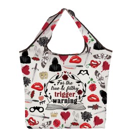 CMNIM Dark Romance Reader Gift Dark Romance Book Trope Large Foldable Shopping Bag To Fits in Pocket Bookworm Bookish Merch (For the true F TE)