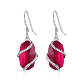 HPQQ Garnet Earrings for Women Sterling Silver January Birthstone Earrings Red Garnet Stone Drop Dangle Earrings Jewelry Anniversary Birthday Christmas Gifts for Women Her