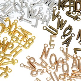 stino 104Pcs A-Z Metal Letter Charms for Jewelry Making, Capital Alphabet Initial Charms (104PCs Letters Mixed Color)