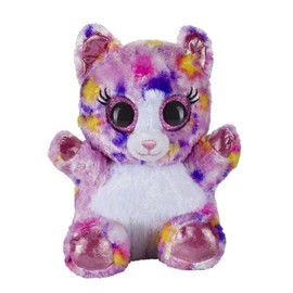 Heinrich Bauer 14242 Glitter Lashy Cat Plush Toy, 15 cm, Pink/Coloured, Multi Color