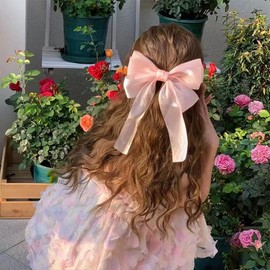 Big Bow Hair Clips for Women Bowknot Hair Pin Clip Non-slip Lovely Hair Bow Barrettes for Thick Thin Hair Slide Pins Solid Hairpin Hairclip Elegant Hair Decoration Ornaments for Women Girls Pink