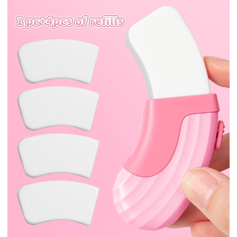 Pindda 4+1 Pack Rubber Erasers Sliding Retractable Eraser, Large White