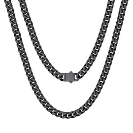 Bestyle Miami Curb Chain Stainless Steel Width 5/7/9/12 mm Cuban Chain Length 45/50/55/60/65/71/76 cm, Stainless Steel, No Gemstone