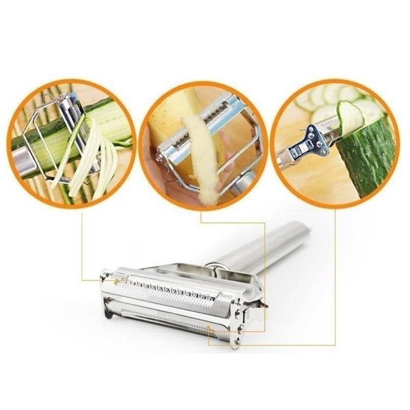 Julienne Peeler，Stainless Steel Vegetable Peeler,Double-Sided Blade Vegetable Julienne Cutter and