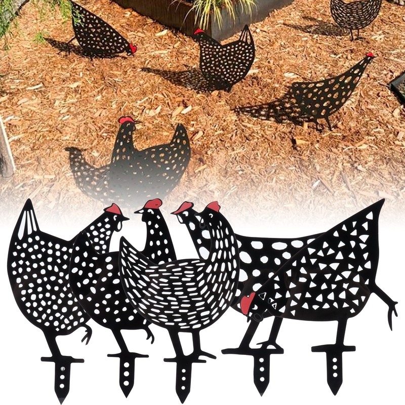 5Pcs Chicken Stakes Set Acrylic Animal Shape Statues Decoration for