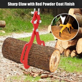 Log Tongs, 18 inch Log Lifting Tongs Heavy Duty Grapple Timber Claw, 2 Claw Lumber Skidding Tongs Logging Grabber, Timber Claw Hook, Red