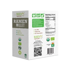 Big Green Organic Food- Organic Millet Ramen, Gluten-Free, Lectin-Free, Non-GMO, Vegan, Wheat and Rice Alternative (2.11 Ounce (25 Pieces))