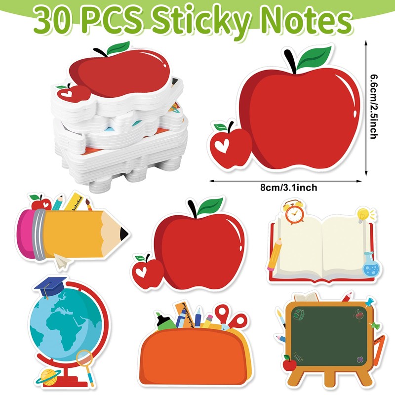 30 Pack Back to School Sticky Notes Total 600 Sheets