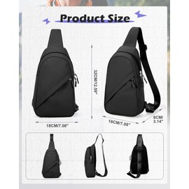 Small Black Sling Crossbody Bag for Men Women, Shoulder Daypack Mini Anti-Theft Cross Body Motorcycle Chest Bags, Small One Strap Fanny Back Pack for Casual Travel Hiking Sport Gym
