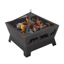 ZENY 26 inch Fire Pit Outdoor Wood Burning Fireplace Patio Firepit Bowl Stove with Spark Screen Waterproof Cover Fire Poker for Camping Fire Picnic Bonfire Backyard