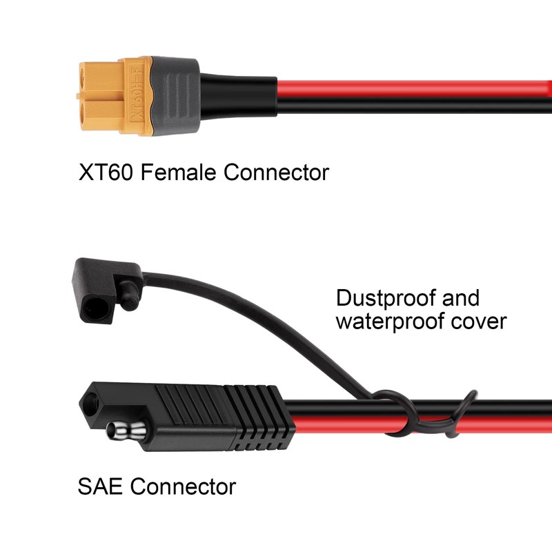 iGreely SAE to XT60 Connector Cable Solar Panel Adapter for