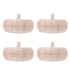 STOLMET Furniture Leg Made of Beech Wood Furniture Feet Unpainted Sofa Couch Chair Ottoman Cabinet 30 mm Height Raw Wood Pack of 4 TOE03