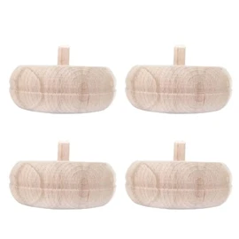 STOLMET Furniture Leg Made of Beech Wood Furniture Feet Unpainted Sofa Couch Chair Ottoman Cabinet 30 mm Height Raw Wood Pack of 4 TOE03