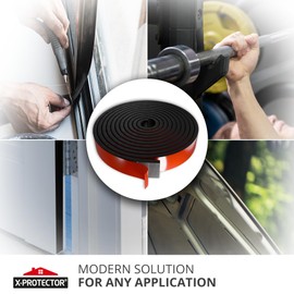 X-Protector Neoprene Rubber - Premium Rubber Seal Strip - Multi-Purpose Rubber Strip - Long-Lasting Rubber Gasket Material - Adhesive Rubber Strips - Black Rubber Roll (10' L x 1" W x 0.2" T)