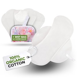 Eco Comfort Pantiliners Washable Organic Cotton (Size S, Pack of 7); Small, Thin High Temperature Washable Pantiliners Women; 100% Breathable (no PUL/TPU) for Daily Flow