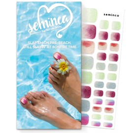 Seminca SEMINCA Semi Cured Gel Toe Nail Strips-Easy Apply Toe Nail Art Decals Salon Style Pedicure Designs Kit Vacation Pedicure Kit for Travel(Brimming Fruit.Pedicure)