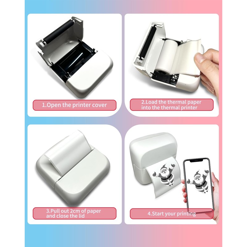 3 Colors Mini Printer Sticker Paper, 9 Rolls