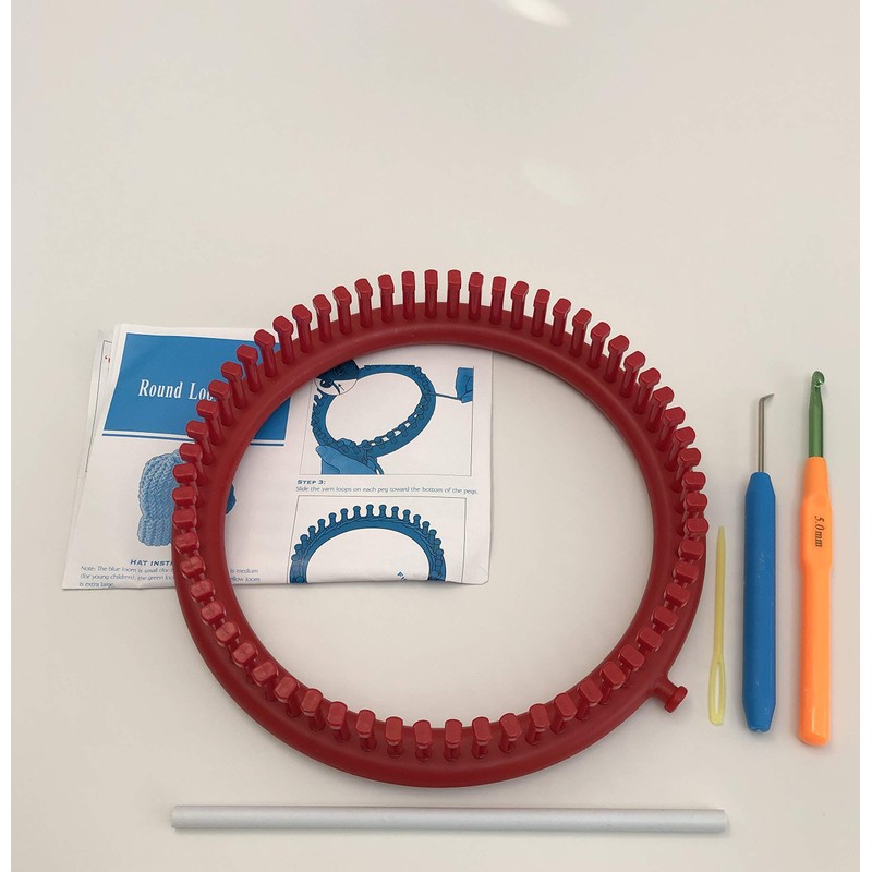 KnitUK Round Red Knitting Loom. 62 pegs Fitted (Medium Gauge
