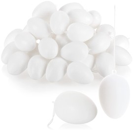 COM-FOUR® 36 x White Decorative Easter Eggs Made of Plastic, Plastic Eggs for Colouring and Hanging, Plastic Eggs for Easter Decoration (36 Pieces, White, 6 cm)