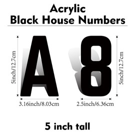 5 Inch Self Adhesive House Numbers, Acrylic Modern House Address Numbers and Letters, Black Adhesive Mailbox Door Number Letters for Office Hotel Apartments Outside (N)