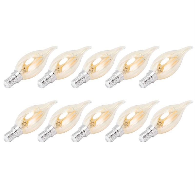 10PCS C35 LED Gold Filament Bulb 2700K 4W E14 Base