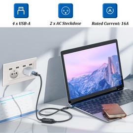 ARCELI Double USB Standard French Wall Socket (Max2.1A) 16A 110-250V Built-In Device for Home Office