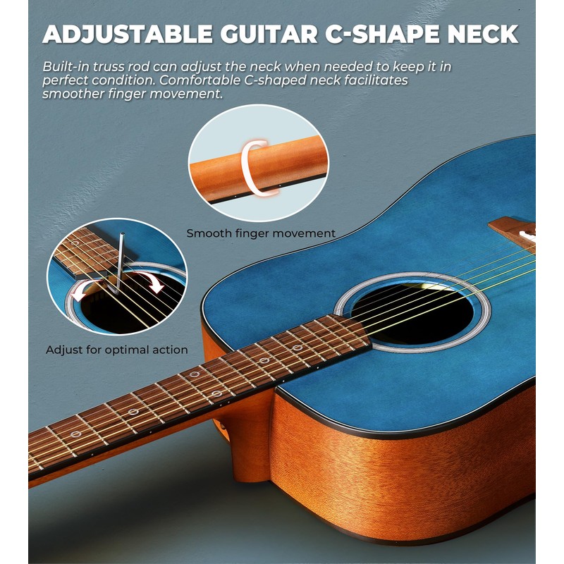 Vangoa Acoustic Guitar 41 Inch Beginners Set, 4/4 Full-Size 6