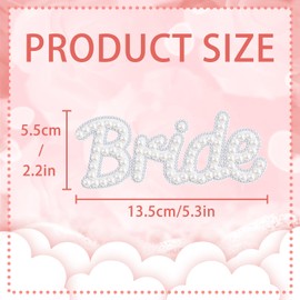 QianSiLi Bride to Be Gifts Pearl Iron On Letters for Clothing Bling Rhinestone Iron On Patches for Jeans Hats Jackets Decor (Bride)